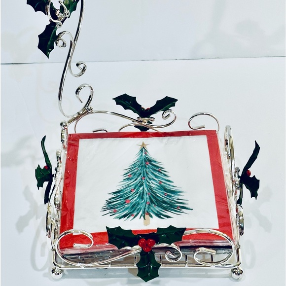 🎄NIB Silver Tone Christmas Holiday Delight Tabletop Napkin Holder Studio Nova - Picture 7 of 9